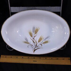 Noritake Wheat Design Oval Bowl with Gold and Gray Accents